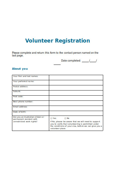simple volunteer registration form