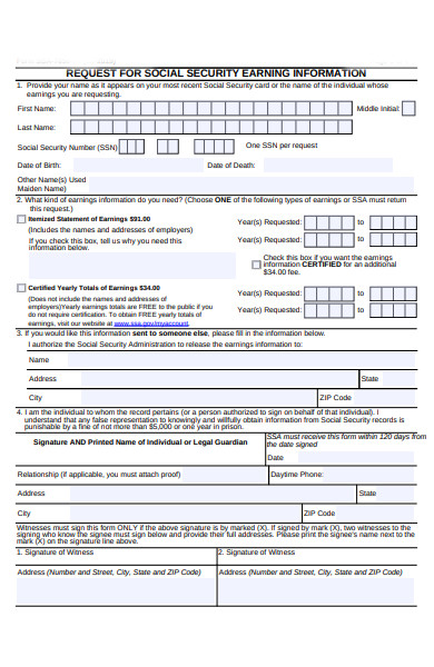 social security information form