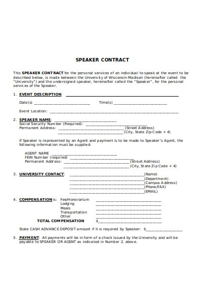 speaker contract form