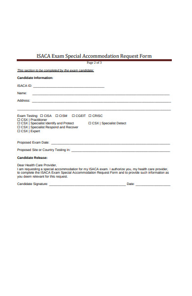 special accommodation request form
