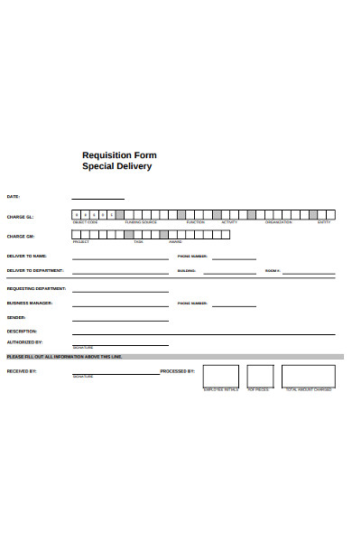 special delivery requisition form