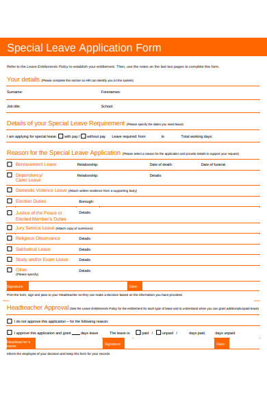 special leave application form