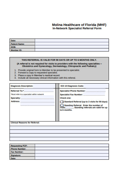 specialist referral form