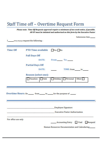 staff time off overtime request form