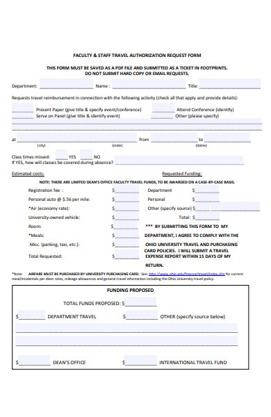 staff travel authorization request form