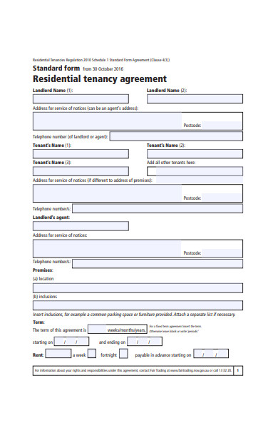 standard agreement form