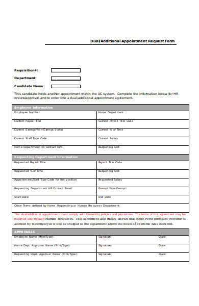 standard appointment request form