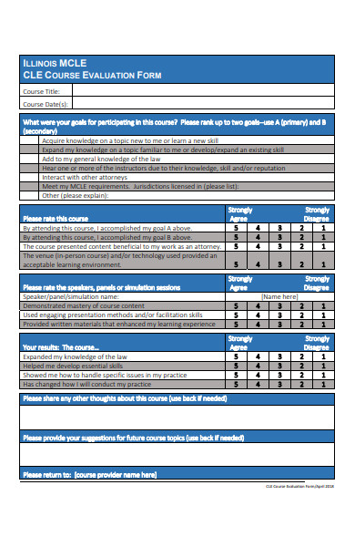 FREE 31+ Course Evaluation Forms in PDF | MS Word | Excel