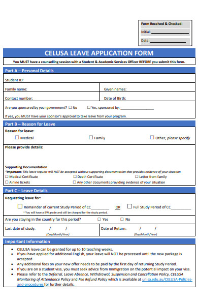 standard leave application form