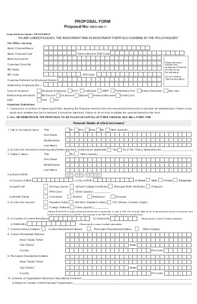 standard proposal form
