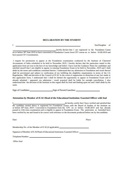 student declaration form