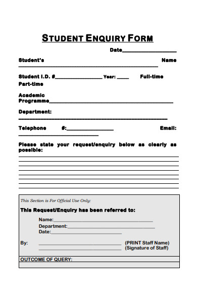 student enquiry form