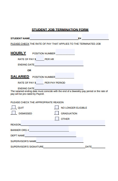 student job termination form