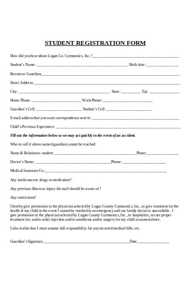 student liability registration form