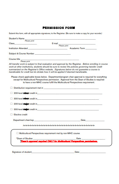 student permission form