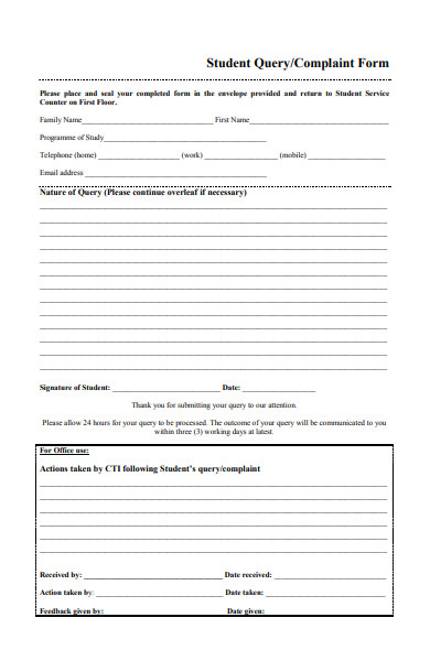 student query form