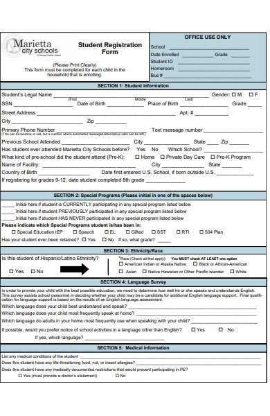 student survey registration form