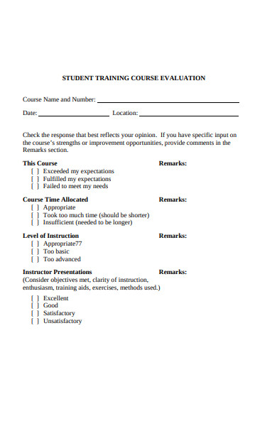 FREE 31+ Course Evaluation Forms in PDF | MS Word | Excel