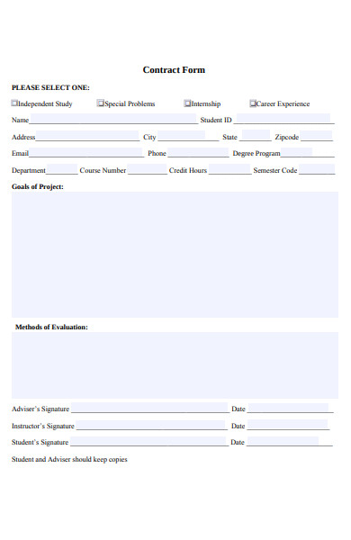 study contract form