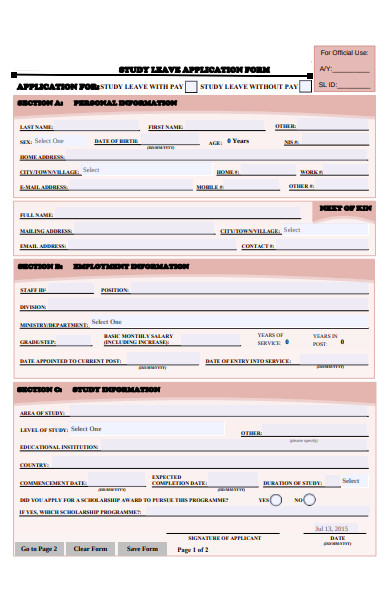 study leave application form