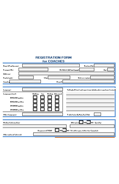 summer camp registration form for coach
