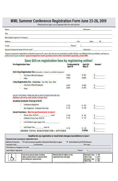 summer conference registration form