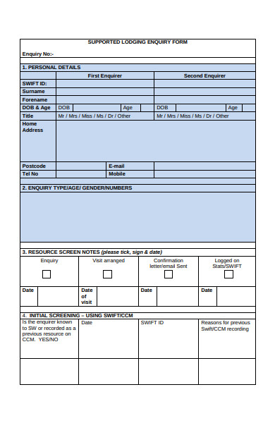 supported lodgings enquiry form