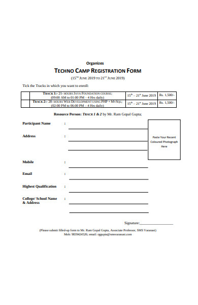 techno camp registration form