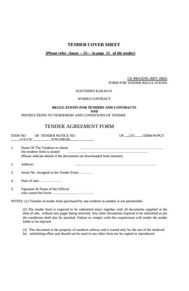 tender contract form