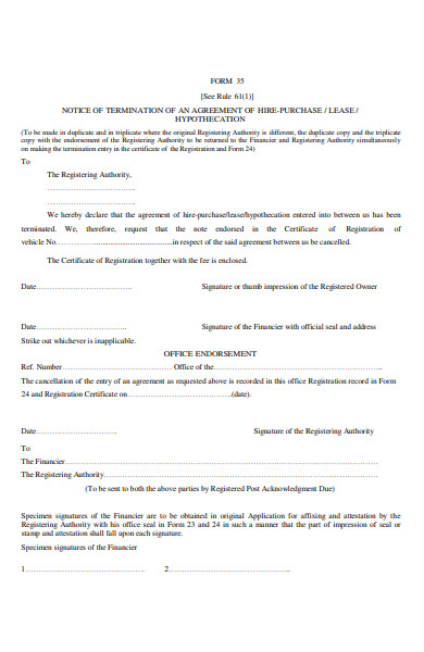 termination notice form sample