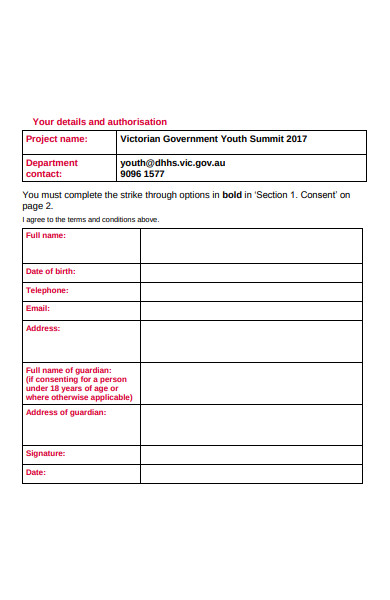 testimonial authorisation form