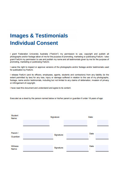 testimonial individual consent form