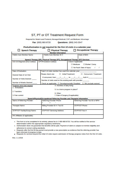 therapy request form sample