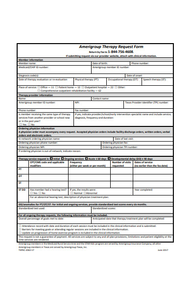 therapy request form