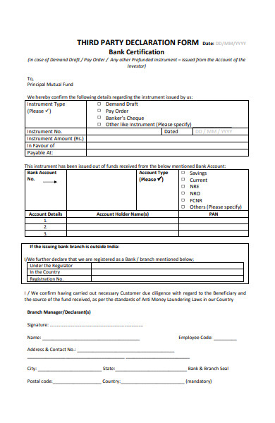 third party declaration form