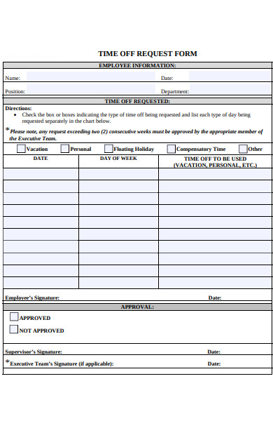 time off request approval form