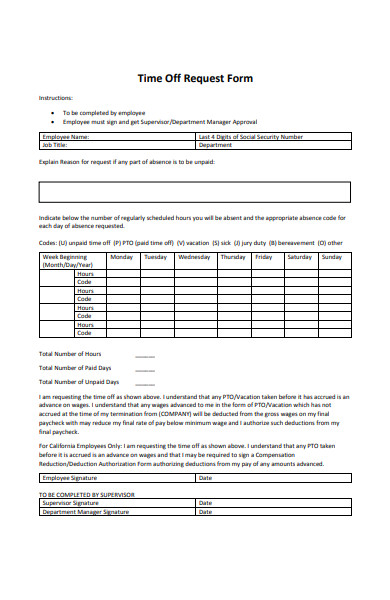 FREE 50+ Time Off Request Forms in PDF | Ms Word (doc.)