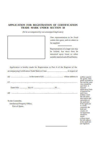 trademark under section form