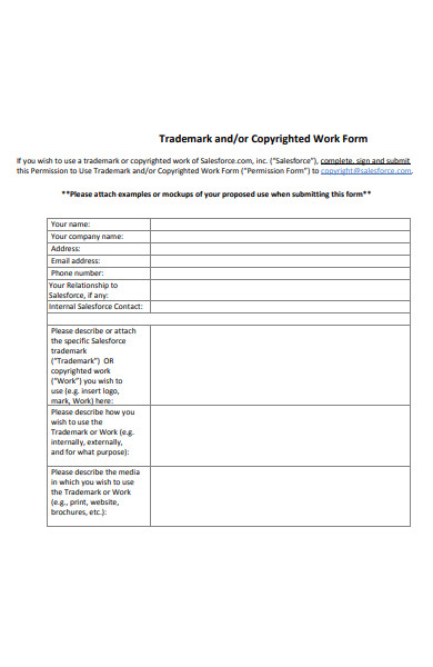 trademark and copyrighted forms