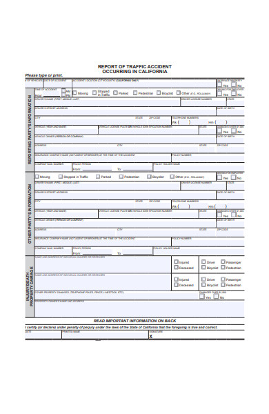 traffic accident report form