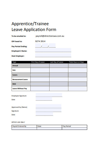 trainee leave application form