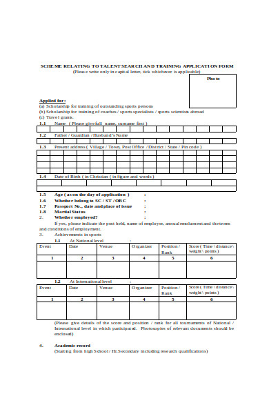 training application form in doc