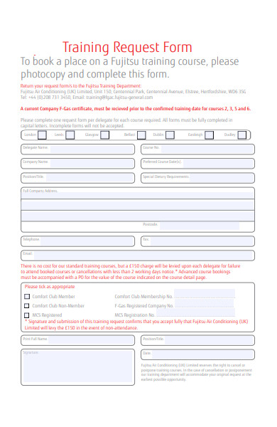 training request form