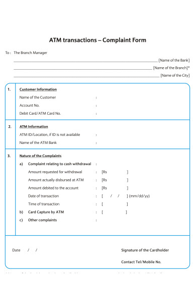 transaction complaint form