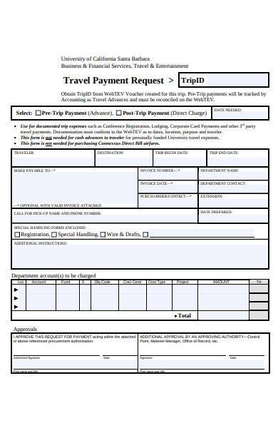 travel payment request form