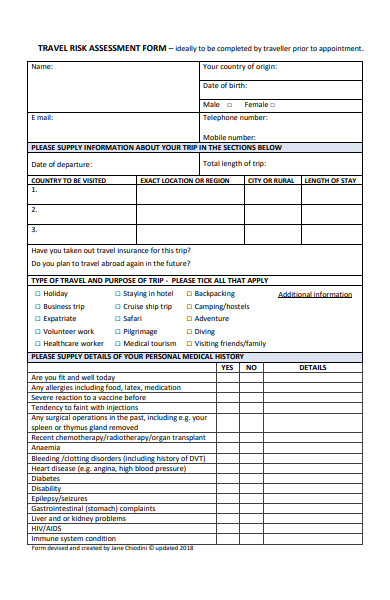Free 52 Best Risk Assessment Forms In Pdf Ms Word Xls