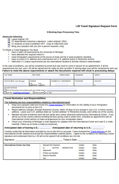 travel signature request form