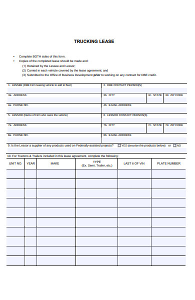 trucking lease form