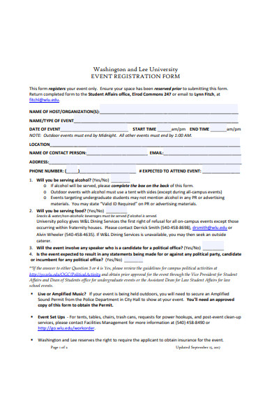 university event registration form