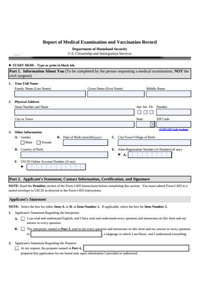 vaccination medical report form